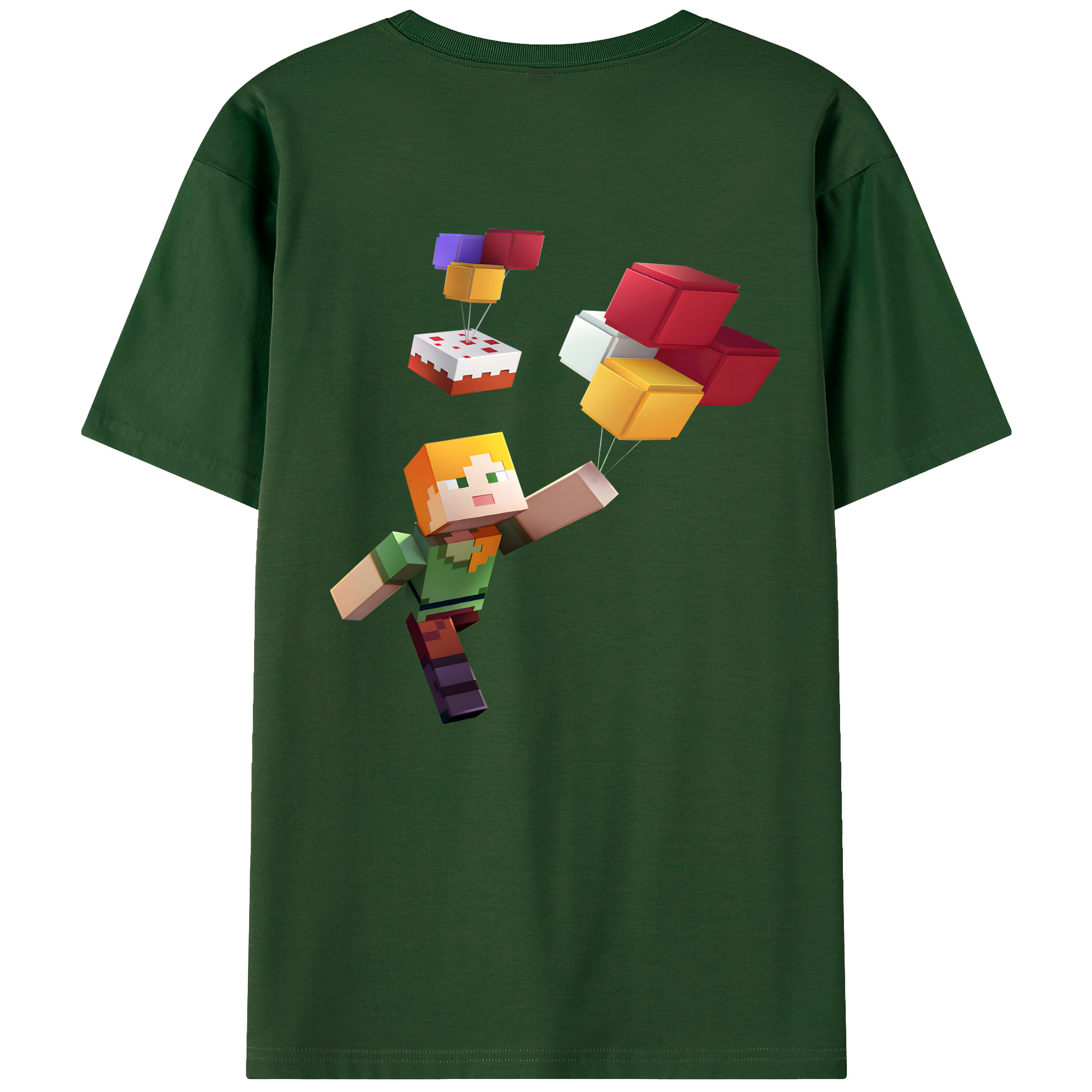 （画像用） マインクラフト ブロックの世界 Minecraft MC Block world 綿100％半袖Tシャツ（背面プリント）